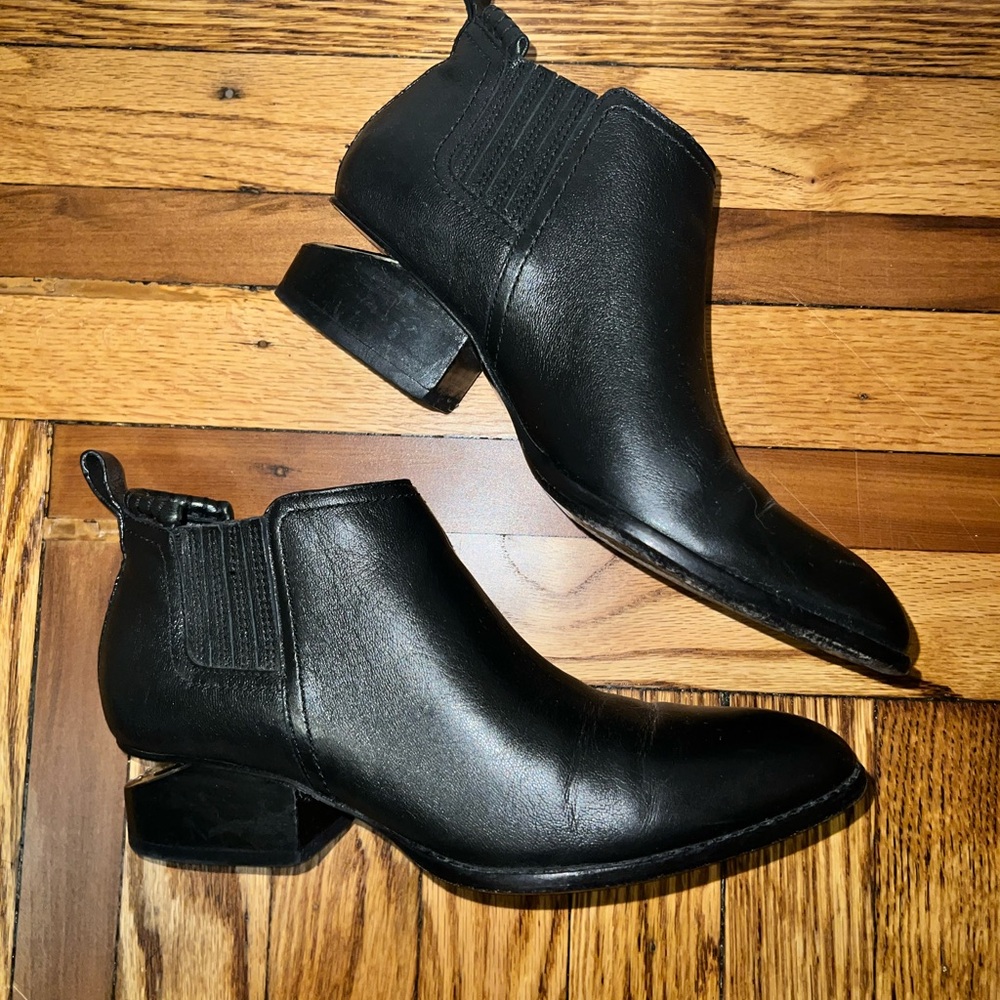 Alexander Wang Black Leather Cut Out Heel Kori Ankle Boots